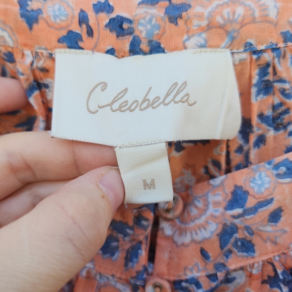 CLEOBELLA Mariana Puff Short Sleeve Blouse in Peach Positano Floral - Picture 7 of 9